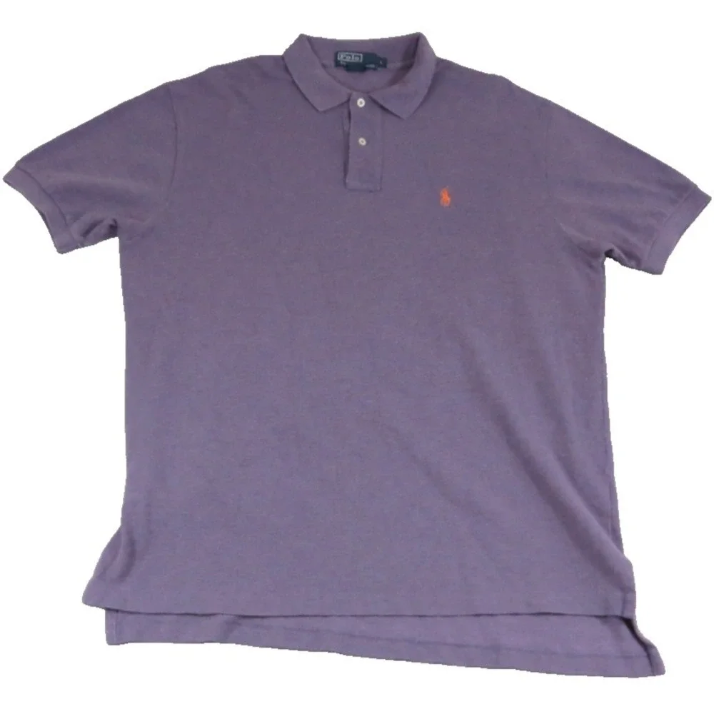 Polo Ralph Lauren Polo Shirt Men's Large Purple Orange Pony High Low Performance